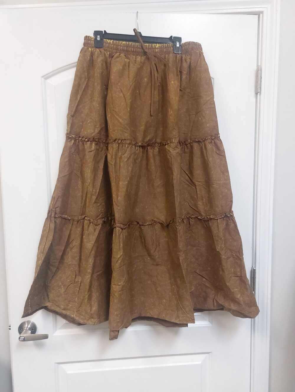 Zenana Brown Mineral Wash Tiered Maxi Skirt Sz 2X